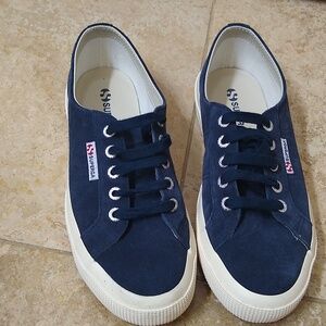 NWOT, Superga Navy Suede Sneakers